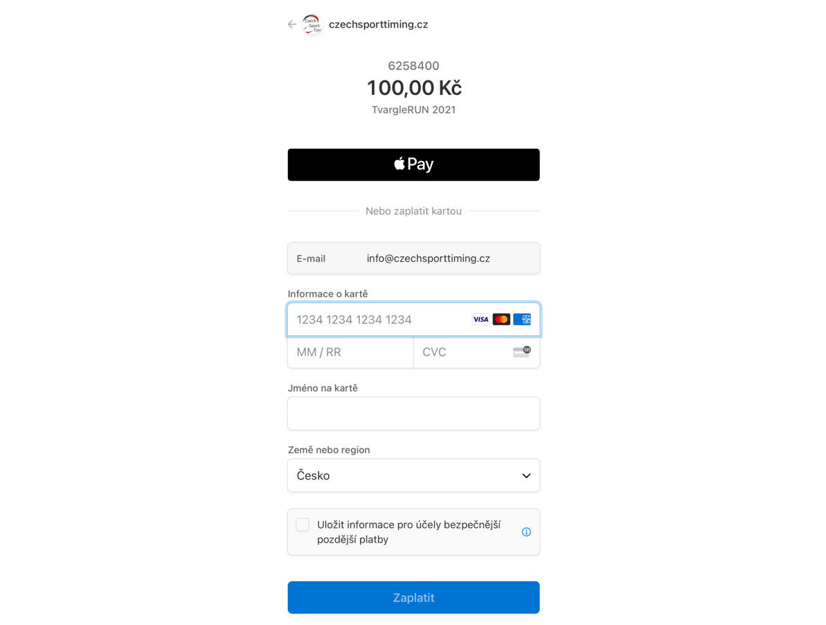 ONLINE PLATBA STARTOVNÉHO